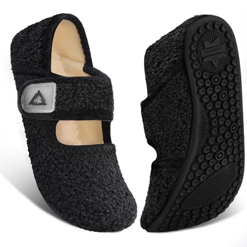 ATHMILE House Slippers for Women Men Indoor Barefoot Slippers Socks Wide Diabetic Shoes Adjustable Soft Slip on House Slippers for Home Bedroom Travel