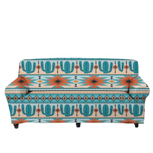 Glenlcwe Tribal Indian African Aztec Cactus Sofa Cover Stretch Farmhouse Sofa Slipcover Home Decor,Durable Sofa Couch Sofa Cover cover