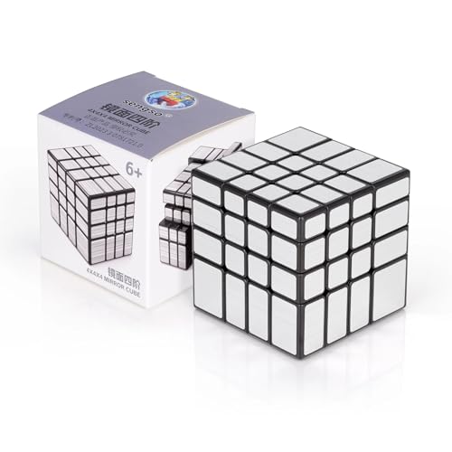 Image of SengSo Mirror 4x4 Shape Mod Speed Cube | Silver Finish | World's First Mass-Produced 4x4x4 Mirror Cube, Shape-Shifting Logic Puzzle for Advanced Solvers, Silver