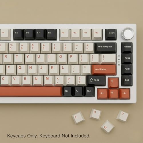 Thyrnovyn 130 Keys PBT Keycaps Set, Double Shot Cherry Profile Custom Keycaps, Black White Brown Retro Style Keycap Set for Mechanical Keyboard 60% 65% 75% 87% 96% 104% Layout, MX Switches by Thyrnovyn - Used condition - Image 6