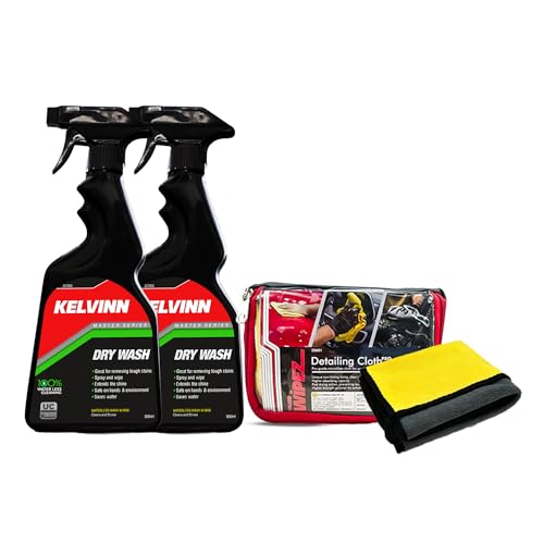 Image of Kelvinn Dry Wash Super Kit: 2x 500ml Dry Wash + Microfiber 600gsm Detailing Cloth for Effortless, Waterless Cleaning and Superior Exterior Care