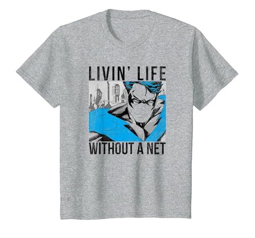 Batman Nightwing Without a Net Camiseta, Niños, Gris Jaspeado, 12 años