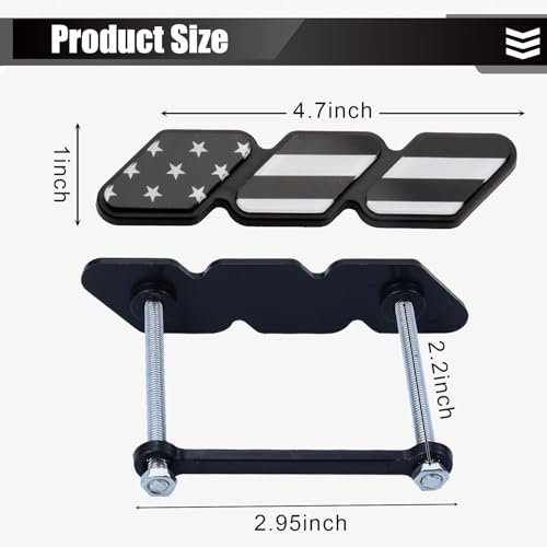 Image of 1 PC Car Slotted Grille Decorative Label, 4.72 inch x 0.98 inch Thickened ABS Sports Style Center Grille Three-color Label, Personalized Accessory, for Toyota Tacoma 4Runner (Black #American Flag)