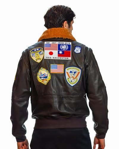 TOP GUN LEATHER JACKET FOR MEN OFFICIAL SIGNATURE SERIES 1.0 (UAE/KSA Alpha L Regular Regular)