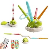 3 in 1 Dinosaurier Outdoor Spielzeug für Kinder, Kinder Outdoor Spielzeug mit Seilspringmaschine, Ringwurfspiel und Rakete Spielzeug mit Musik für ab 3-12 Jahr