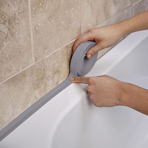 Image of Caulk Strip Tape, Waterproof Dustproof PVC Self Adhesive Caulking Sealing Tape for Kitchen Sink Toilet Bathroom Shower Bathtub Wall(0.86 inch x6.56',Grey)