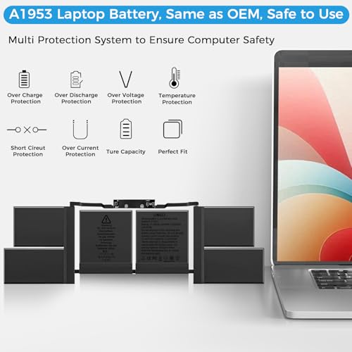 Image of A1990 Battery, A1953 Battery Replacement for MacBook Pro 15 Inch A1990 (Mid 2018 2019) (EMC 3215 3359)(Upgraded High Performance 7336mAh 83.6Wh 11.40V Li-Polymer)