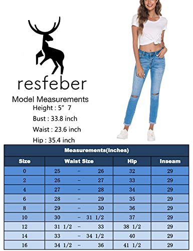 Resfeber Women's Ripped Boyfriend Jeans Stretch Distressed Jeans Capri Mom Jean With Hole #TOP5