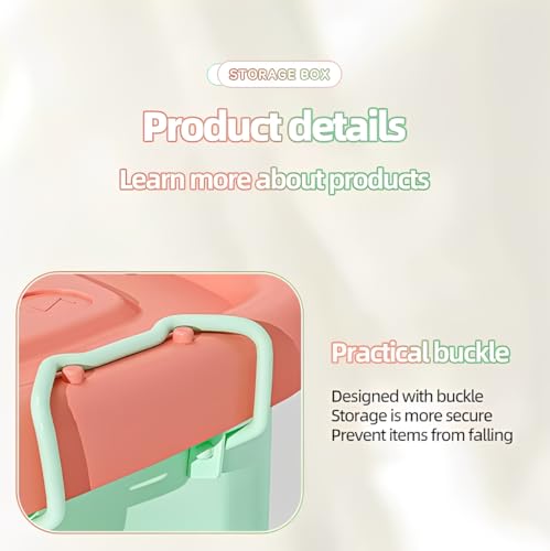 Image of JD FRESH 25 Litre Rolling Toy Storage Box /Colorful Car-Shaped Kids Toy Storage Organizer /Large Size Plastic Storage Box with Wheels & Handle /Stackable Storage Container Box (Pack of 3, Pink)