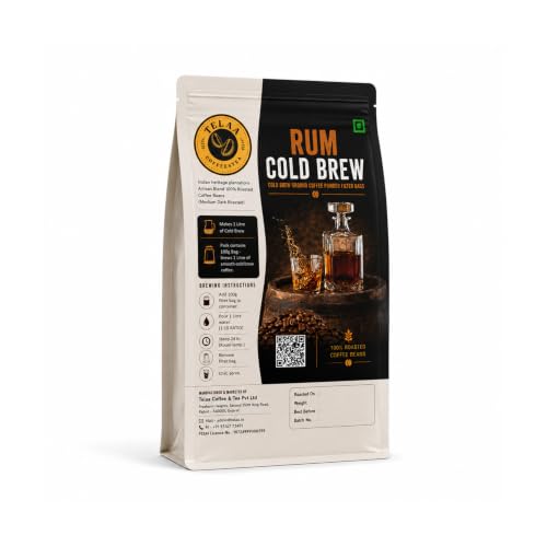 Image of Rum Barrel Aged Cold Brew - 100 g Ready Bag | Makes 1 L Smooth Premium Cold Brew | By Telaa Coffee and Tea