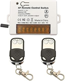 DieseRC 2 Channels Wireless Relay Remote Control Switch 433Mhz RF DC 5V 12V 24V 30V 10A Relay Receiver with 2 Transmitters Keyfob, Big Terminal Easy Wiring