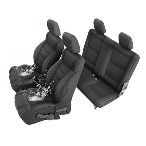 Image of GIANT PANDA Neoprene Seat Covers for Jeep Wrangler JK 2-Door (2011-2012), Neoprene UV&Waterproof, Foam Padded, Front & Rear Seat Covers(Black)