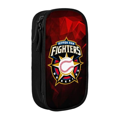 北海道日本ハムファイターズ ペンケース 筆箱 筆入れ 大容量 文具収納 ペン袋 男の子 女の子 社会人 小学生 中学生 高校生用 入学祝い Black