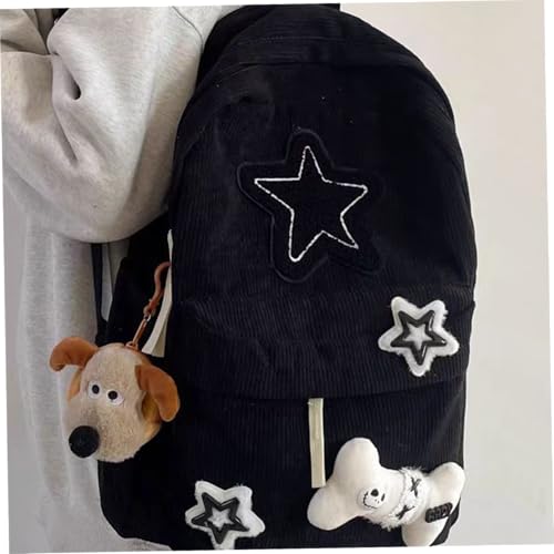 Mochila de pana con estrellas de gran capacidad y correa ajustable 2