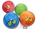 Produktbild (745) 4 Stück Fußbälle mit Grimassen Gesichter, ca. 20 cm, in 4 Farben, Toller Spielball, Wasserball, Fussball, PVC Ball, Wurfball, Beachball, Fußball