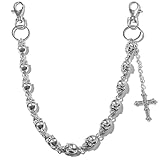 cioatu Heavy Duty Wallet Chain for Men Women, Biker Punk Goth Pants Chain with Skull & Cross, Metal Jeans Keychain Pocket Chains (Skull Chain)