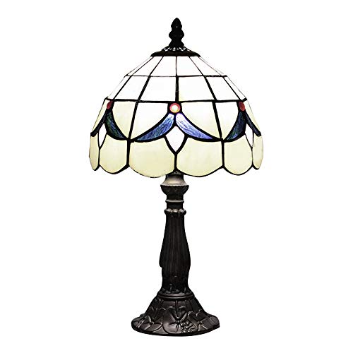 Desk Lamp, Xinda Table Light Tiffany Style Stained Glass Loft Night Light Blue Blossom Pattern Shape 1-Light Decorative Fixture #TOP1