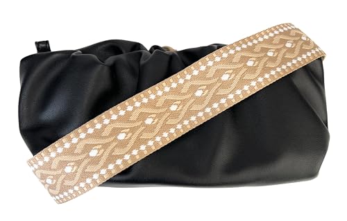 Image of Purse Strap Replacement for Crossbody Bags & Handbags | Premium Webbing with Silver Hardware Clip-On Installation Adjustable Length Comfortable Wide Guitar Style Strap