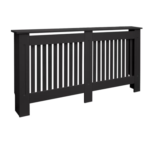 ECD Germany Heizkörperverkleidung Landhausstil 152x19x82 cm Schwarz aus MDF lackiert für...