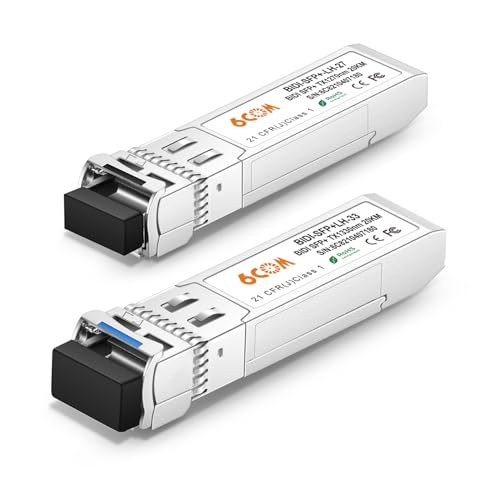 Image of a Pair of 10G SFP+ Bidi Transceiver, 10GBase-BIDI 1270nm /1330nm SMF, up to 20km, Compatible with Cisco, Ubiquiti, D-Link, Supermicro, Netgear and Other Open Switches