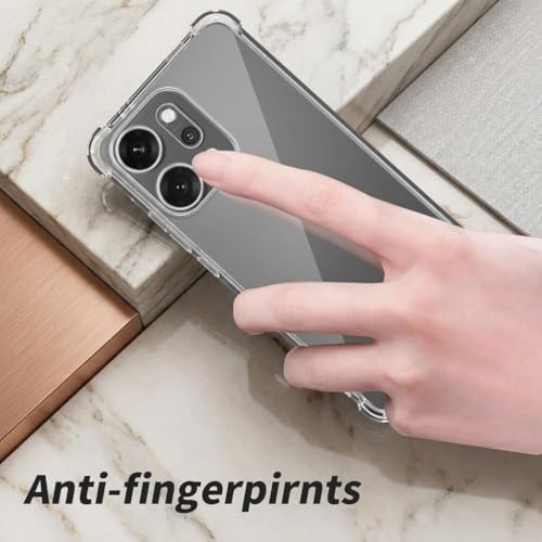 Image of Fashionury 3D Raised Transparent Crystal Clear Back Cover for Oppo Reno 14 Pro | Shockproof Design | Anti-Slip Grip | Camera Protection | 360 Degree Protection Mobile Case