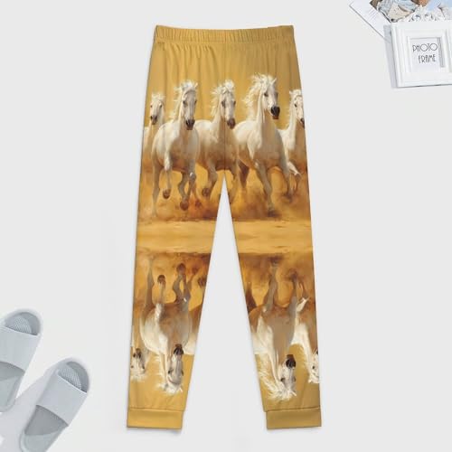 Running Horses White Horse Men's Pajama Bottoms Sleep Lounge Soft Comfy Pants Sleepwear4
