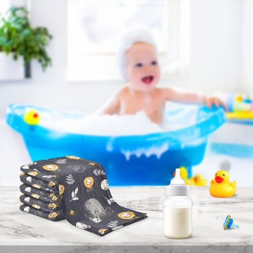 Image of vvfelixl Baby Muslin Washcloths Halloween Skulls Horror Monsters Baby Burp Cloths Cotton Baby Face Towel for Newborn Infants Boys Girls Soft and Absorbent 11.8 X 11.8 in, 3 Pack Black