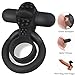 Vibrating Penis Ring with Tongue, Male Cock Ring & Clitoral G-Spot Bullet Vibrator Clitoris Stimulators Powerful Sex Toys for Couple Prolong Sexual Pleasure Rechargeable (Black)