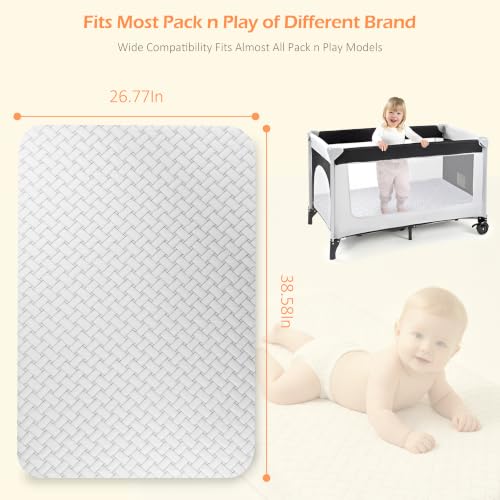 Image of PanKers Pack and Play Mattress 38 inchx26 inch - Dual Sided Memory Foam Pack N Play Mattress Pad with Breathable Removable Cover, Non-Slip Bottom, Firm & Plush Support for Baby
