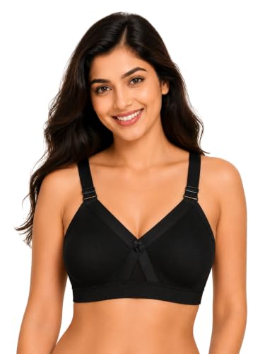 Image of SONA Super Fit Everyday Non Padded Side Support Cotton Full Coverage Bra for Women with Transparent Strap Plus Size Bra