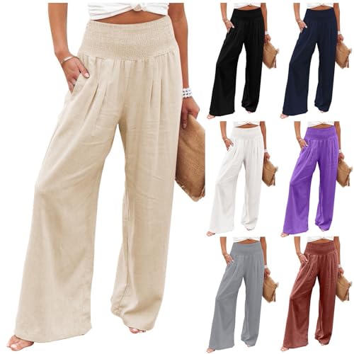 Women's Dress Pants Solid Wide Leg Casual Sport Trousers Straight Leg High Waist Pants Casual Trousers Sweatpants