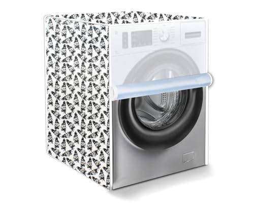 Image of The Furnishing Tree Waterproof and Dustproof PVC Washing Machine Cover Front Loading Compatible for LG, 5.5 Kg, 6 Kg & 6.5 Kg, CM-(50x63x81), Floral Pattern White & Grey
