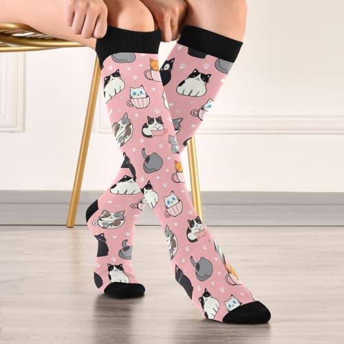 Image of Pigsaly Womens Compression Socks Yellow Stars Funny Brown Capybara Knee High Socks Athletic Tube Sock Outdoor Sport Socks