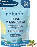 Triple Magnésium - Végétal (Laitue de Mer Bio), Marin SiMAG®, Bisglycinate - 60 Gélules Vegan (1 à 2 mois) - Haute Absorption - Fatigue, Stress, Sommeil, Muscles