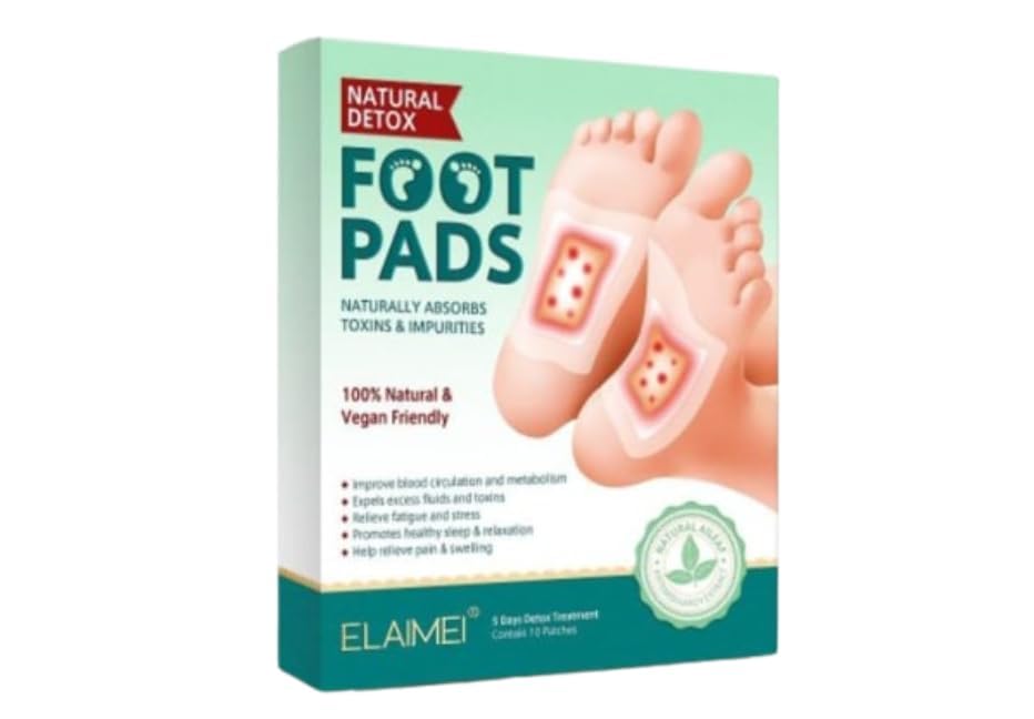 Image of Natural Detox Foot Pads Overnight Cleanse Patch 20 Pieces Herbal Bamboo Vinegar Toxin Relief Adhesive Stickers for Relaxation Sleep Support and Foot Care