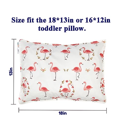 Image of ALVABABY Toddler Pillowcases 2 Pack Organic Cotton Fit 13 inchx 18 inch or 12 inchx16 inch Kids Pillow Cover Envelope for Girl Boy Travel(Pillowcase Only)