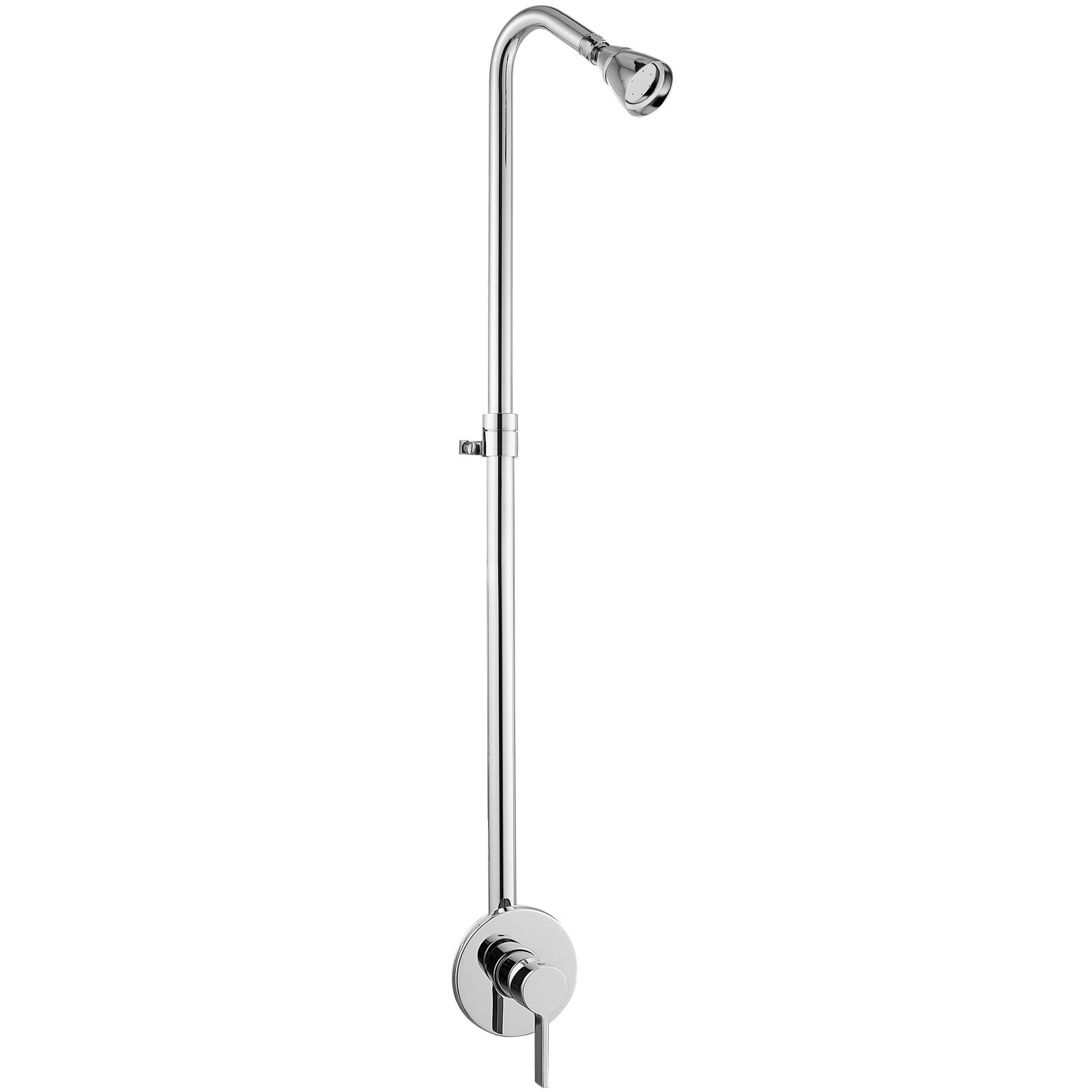 Aolemi Juego de ducha para exteriores cabezal de ducha de alta presión montaje en pared accesorio de ducha expuesto cromado pulido con barra deslizante ajustable juego de grifo de ducha | Con cabezal de ducha y válvula, elevador ajustable SUS304, montaje