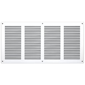 Steinberg14 Wit ventilatierooster, 400 x 200 mm, metaal, afvoerluchtrooster, ventilatie met insectengaas, afvoerluchtrooster