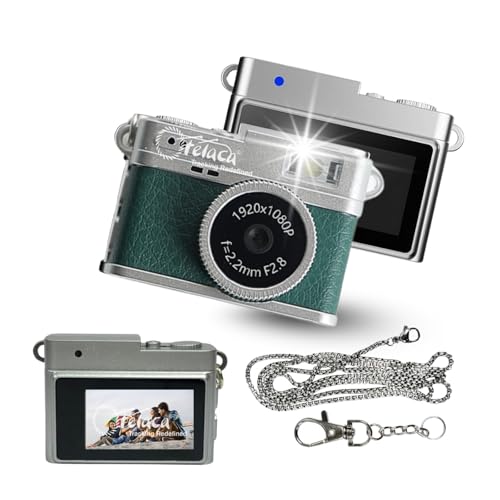 Image of Mini Digital Camera with Filter Modes, 1080p FHD Video, Flashlight & Keychain | Portable Cute Vlogging Camera for Travel, Gifts & Fun, Viral Camera (Dark Green)