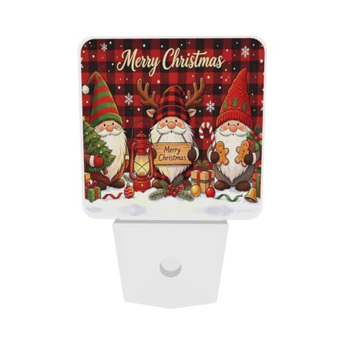 Image of Christmas Gnomes Snowman Deers LED Plug-in Night Lamp 2 Piece Set, Nightlights Set of 2 for Bedroom Bathroom
