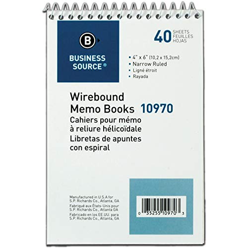 Business Source 4 x 6 Inches Memo Book - 40 Sheets - Pack of 12 (10970)