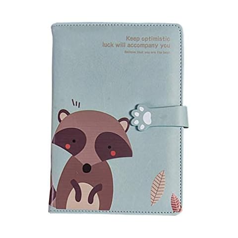 ToiM PU Leather Journal Writing Notebook, A5 Cute Thickened Binder Daily Notepad Diary (Raccoon) Cover
