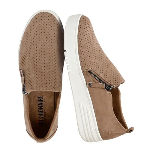 Image of CUSHIONAIRE Platform Slip On Womens Sneakers, Casual Perforated Fashion Sneakers for Women with Supportive Comfort Design, Wide Widths Available