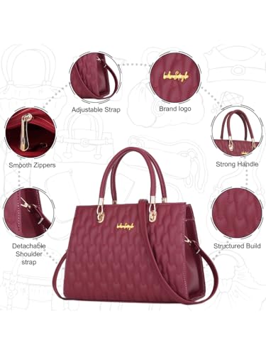 Image of LIKE STYLE Quilted PU Rexine Handbag with Detachable Sling Strap