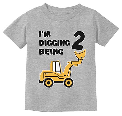 Tstars 2Nd Birthday Shirt 2 Year Old Boy Gifts Construction Shirts For Toddler Kids 3T Gray #TOP11