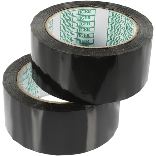 NUOBESTY 2 Rollos Cinta Adhesiva Cinta Fuerte Rellenar Envío Cinta En Movimiento Embalaje Cinta Postal Oficina Industrial Dispensadores Póster Cinta Caso Bopp Black