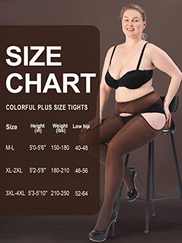 Image of HONENNA Plus Size Suspender Tights for Women, Semi Opaque Sexy Garter Belt Nylons Mock Thigh High stockings