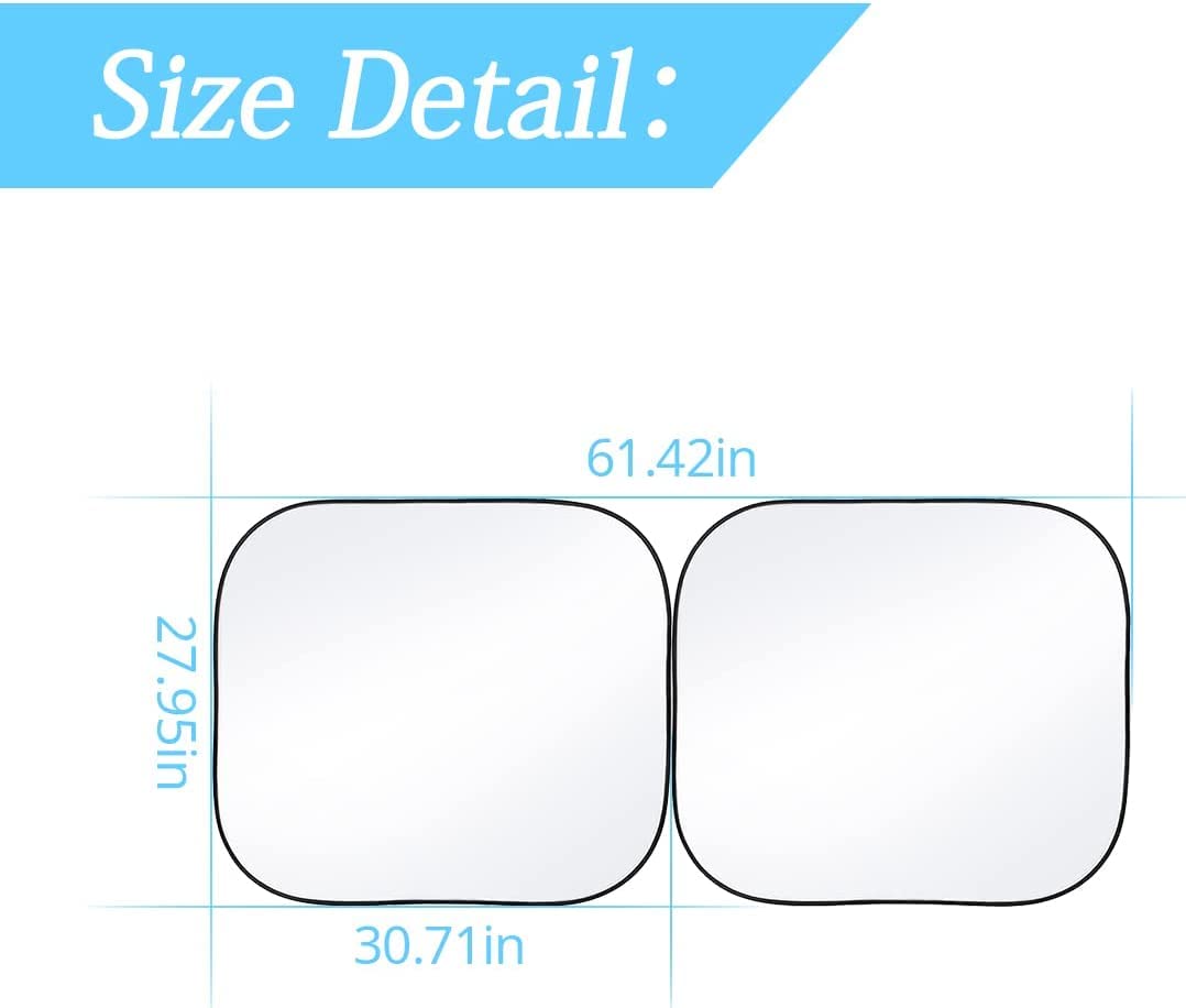 2PCS Car Windshield Sun Shade, Foldable Sun Shield for Car Front Window Blocks UV Rays and Keeps Your Vehicle Cool, Auto Sun Blocker Visor Protector Universal for Truck SUV Pickup (28