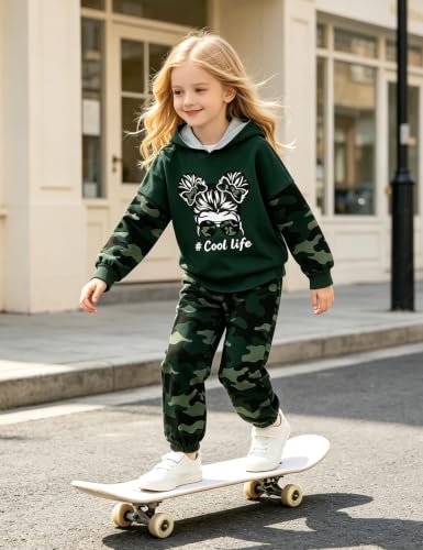 Image of Girls Fall Outfits Sweetie-girl Hoodie and Camo Pants Size 6-16