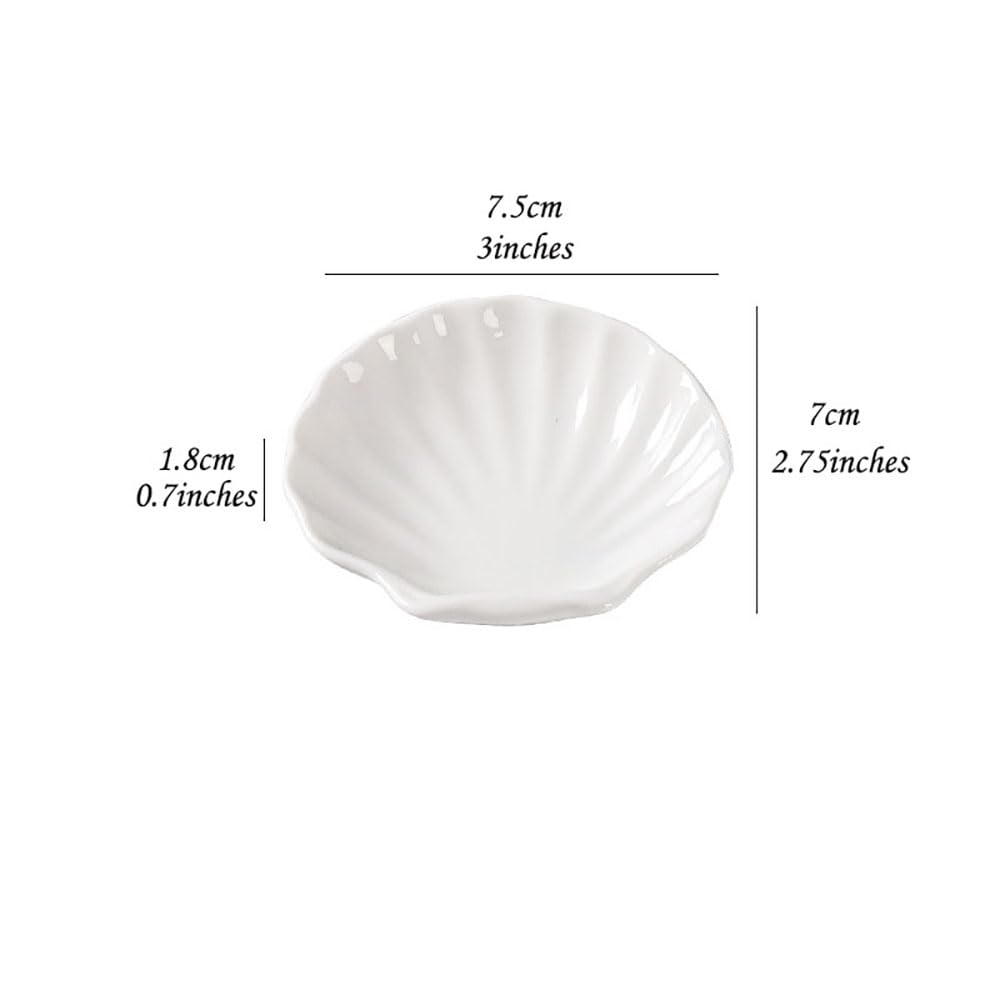 CLWXHS Soy Sauce Dish Ceramic,Sauce Dish, Seasoning Dish,Mini Appetizer Plates,Sauce Kitchen Tableware Great for Home,School, Restaurants (Shell Shape)